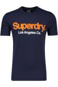 Katoenen t-shirt Superdry donkerblauw opdruk korte mouw