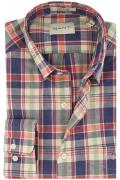 Geruit overhemd casual Gant normale fit blauw katoen