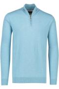 katoenen Portofino trui extra lange half zip blauw