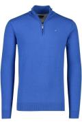 katoenen Portofino sweater half zip effen blauw