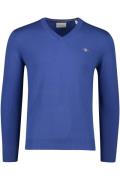 Gant trui v-hals donkerblauw effen