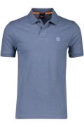 Boss Orange polo slim fit effen blauw katoen