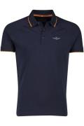 Katoenen Aeronautica Militare polo effen donkerblauw slim fit