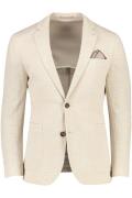 Beige Born With Appetite colbert effen katoen slim fit