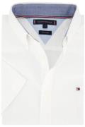 Overhemd Tommy Hilfiger casual korte mouw normale fit wit effen katoen