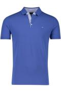 Poloshirt 3-knoops Portofino blauw katoen korte mouw