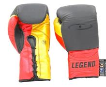 Legend Sports Veter bokshandschoenen heren/dames mat zwart-rood-goud l...