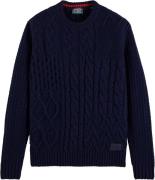 Scotch & Soda Wool-blend structure knit sweater navy