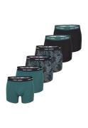 Happy Shorts Heren boxershorts trunks bladeren groen/zwart 6-pack