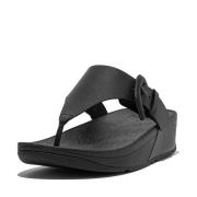 FitFlop Lulu covered-buckle raw-edge leather toe-thongs