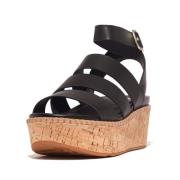 FitFlop Eloise leather/cork strappy wedge sandals