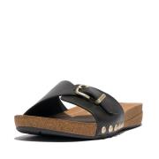 FitFlop Iqushion adjustable buckle leather slides