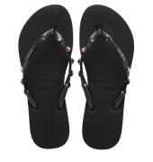 Havaianas Slim luxury swarovski-kristallen | black teenslippers dames