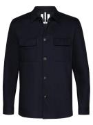 Profuomo Navy wol knitted overshirt