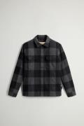 Woolrich Men alaskan wool check overshirt charcoal buffalo