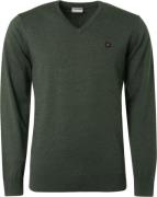 No Excess Pullover v-neck 2 coloured melange dark green