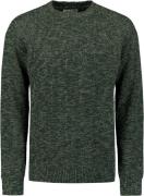 No Excess Pullover crewneck 3 coloured rib dark green