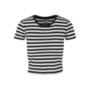 Urban Classics Dames gestreept kort t-shirt