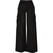 Urban Classics Dames twill hoge taille wijde pijpen cargo broek