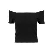 Urban Classics Dames geribd off shoulder t-shirt