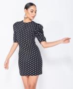 Parisian Polka dot puffed bodycon mini dress