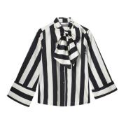 Summum blouse bow stripe printed 2s3141-12090 985 black-ivory