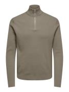 Only & Sons onsphil reg 12 struc half zip knit 22023210 desert