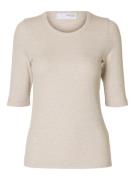 Selected Femme slfdianna 2/4 o-neck top 16090497 oatmeal