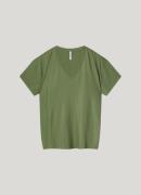 Summum v-neck top metallic coated jersey 3s4887-30545 612 combat green