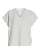 Vila viamy v-neck 2/4 top 14104510 snow white