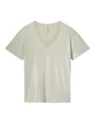 Summum V-neck top metallic coated jersey 3s4887-30545