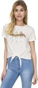 Only Onldora s/s knot fold-up top jrs cloud dancer/flam