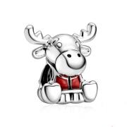 Mijn bedels Zilveren bedel eland in kerststijl