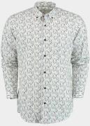 Bos Bright Blue Casual hemd lange mouw grass with flowers 28125/v03
