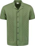 No Excess Pullover short sleeve full button p green