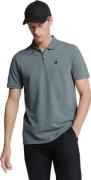 No Excess Polo zip pique garment dyed washed blue