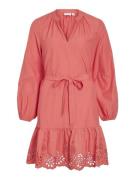 Vila Vikelli v-neck ls short dressln koraal
