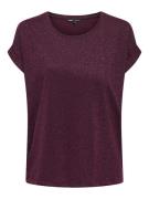 Only Onlmoster glitter ss top jrs wijn