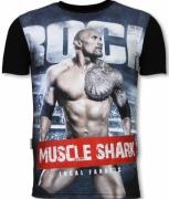 Local Fanatic Muscle shark rock digital rhinestone t-shirt