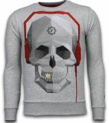 Local Fanatic Skull beat rhinestone sweater